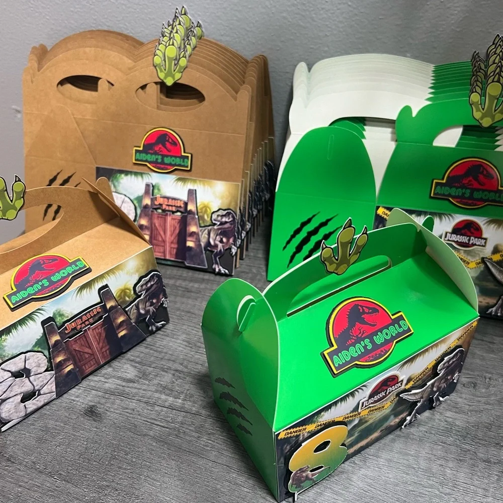Jurassic Park Green Dinosaur Party Favor Box - Aiden's World